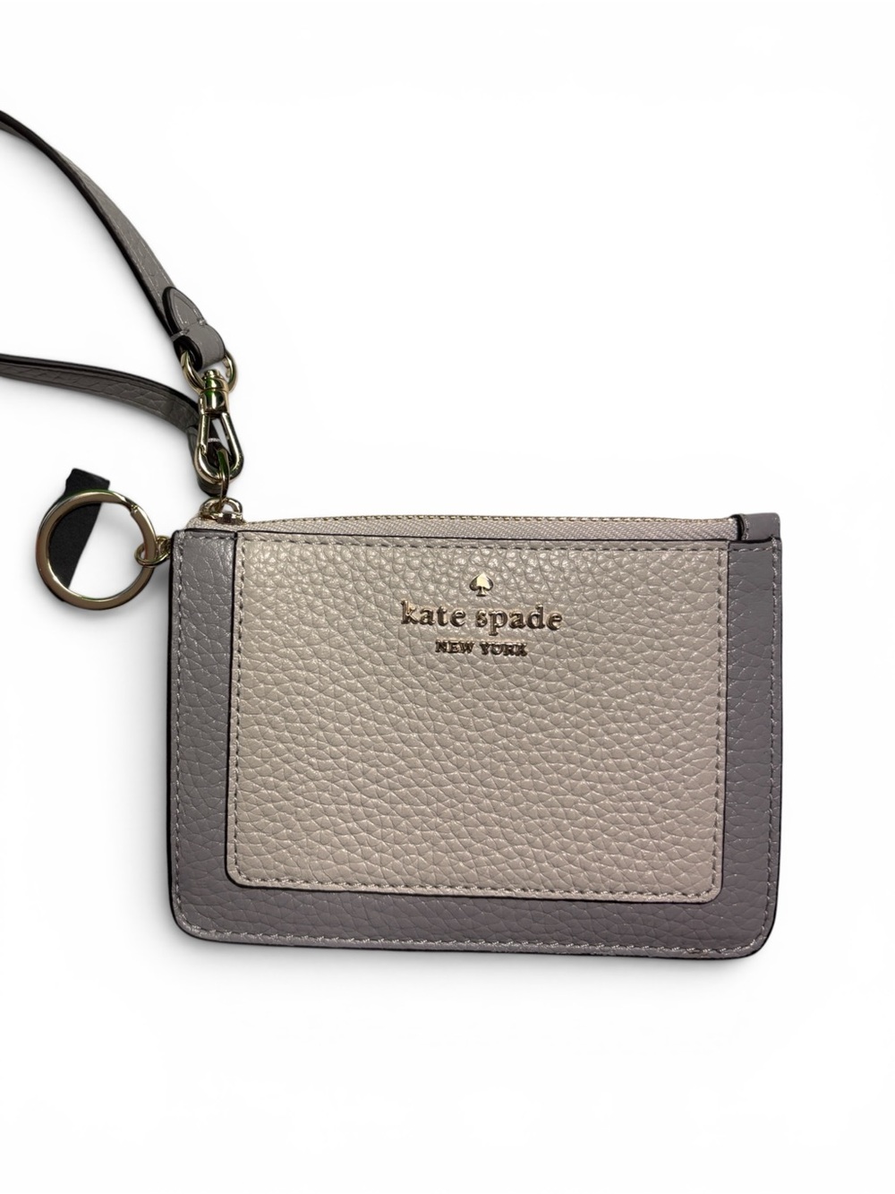 kate spade Two-Tone Gray Leather Wristlet Card Case nwt